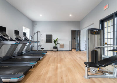 gym with treadmills at cadence at southern university apartments